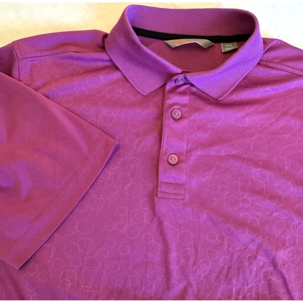 CBUK Cutter & Buck Polo Golf Shirt Medium Purple‎ Hexagon Honeycomb Performance